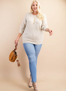 Easy On Me Oatmeal Sweater - Curvy