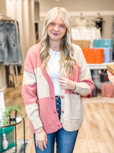 Load image into Gallery viewer, Pink Champagne Colorblock Cardigan
