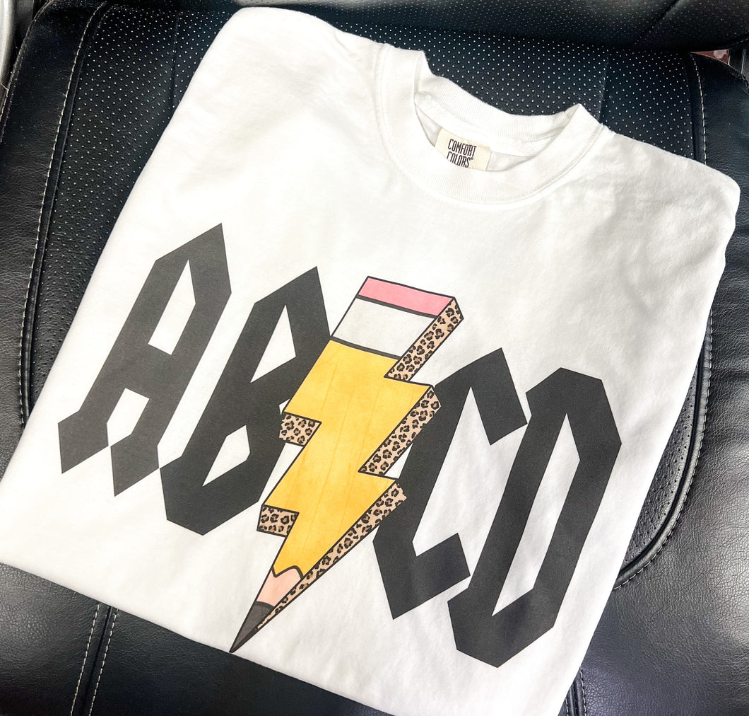 ABCD Pencil Lightning Bolt Graphic Tee