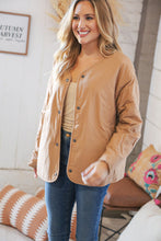 Load image into Gallery viewer, Tan Sherpa Snap Closure Fur/Reversible Lined Jacket
