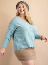 Load image into Gallery viewer, Fingers Crossed Scallop Sweater - Curvy
