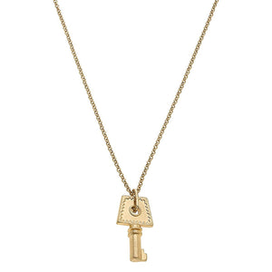 Boston Key Delicate Chain Necklace - Worn Gold