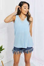 Load image into Gallery viewer, Chance of Sun Full Size Ribbed V-Neck Tank in Blue
