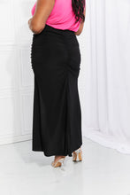 Load image into Gallery viewer, Up and Up Ruched Slit Maxi Skirt in Black
