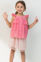 Load image into Gallery viewer, Girl Pink Buttoned Ruffled Top
