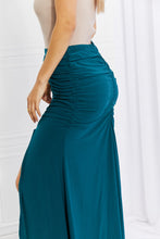 Load image into Gallery viewer, Up and Up Ruched Slit Maxi Skirt in Teal
