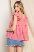 Load image into Gallery viewer, Pink Buttoned Ruffled Top
