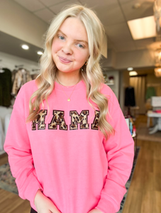 Hot Pink Leopard Mama Patch Sweatshirt