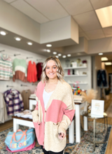 Load image into Gallery viewer, Pink Champagne Colorblock Cardigan
