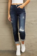 Load image into Gallery viewer, Judy Blue Mid Rise Distressed Cuffed Boyfriend Jeans

