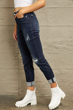 Load image into Gallery viewer, Judy Blue Mid Rise Distressed Cuffed Boyfriend Jeans
