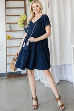 Load image into Gallery viewer, A Full Thrill Tassel Tie Frill Trim Tiered Dress
