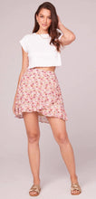 Load image into Gallery viewer, Estelle Pink Faux Floral Wrap Mini Skirt (final sale)
