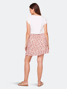 Estelle Pink Faux Floral Wrap Mini Skirt (final sale)